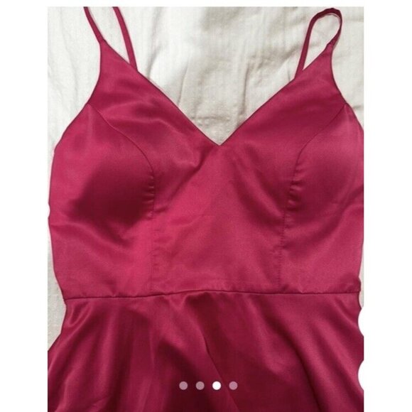 NWT B Darlin Burgundy V Neck Padded Spaghetti Strap Mini Dress Size 13/14 - Picture 3 of 8